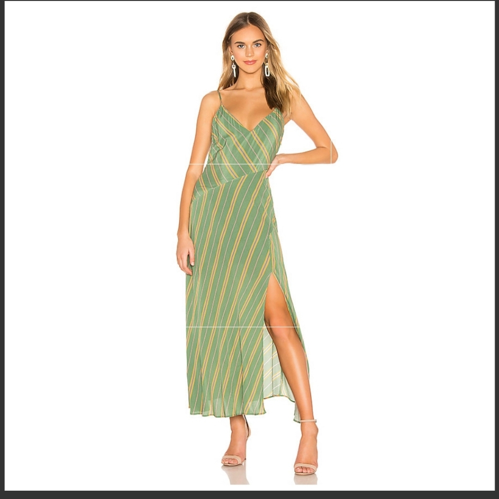 NWT! Astr Multi Striped Emerald Maxi Dress Size M
